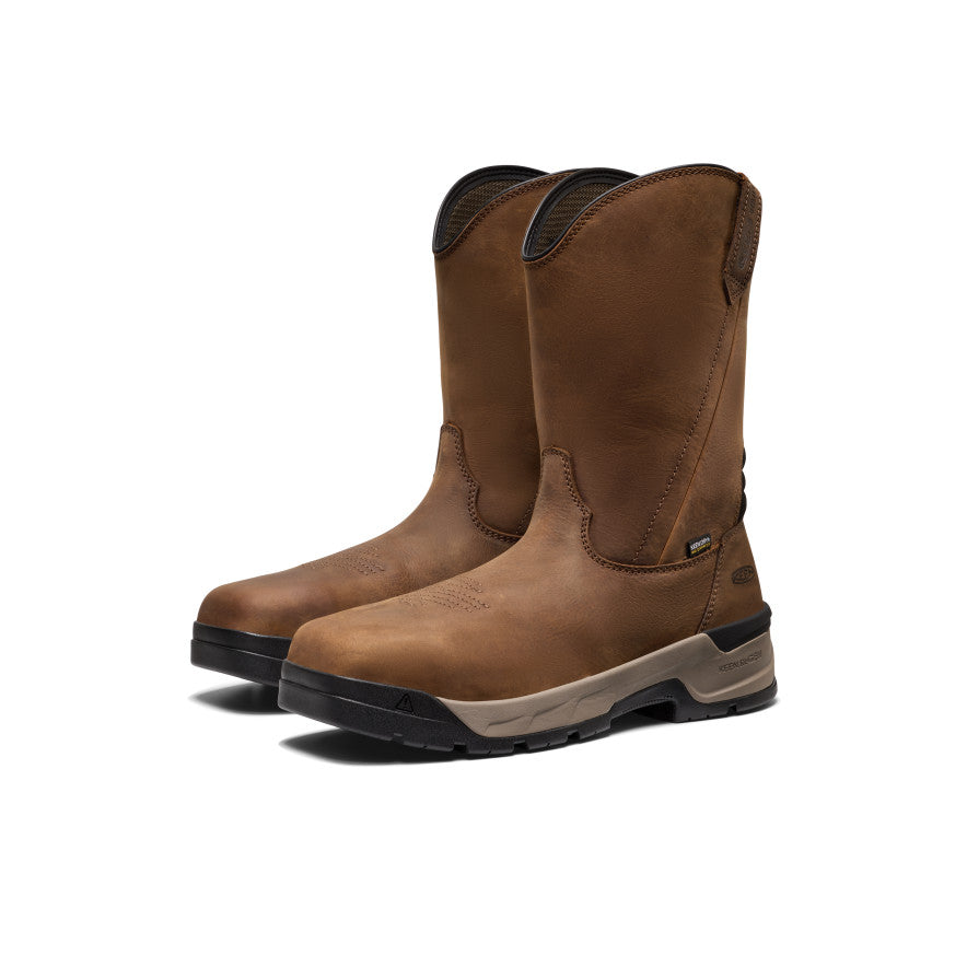 Men's Flatland Pull-On Waterproof Work Boot (Carbon Toe) | Bison/Black - Image 2