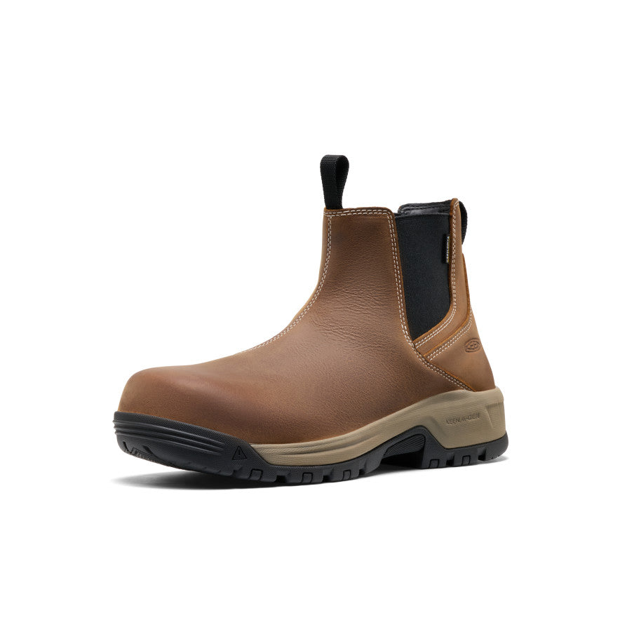 Men's Evanston Chelsea Waterproof Work Boot (Soft Toe) | Bison/Black - Image 3