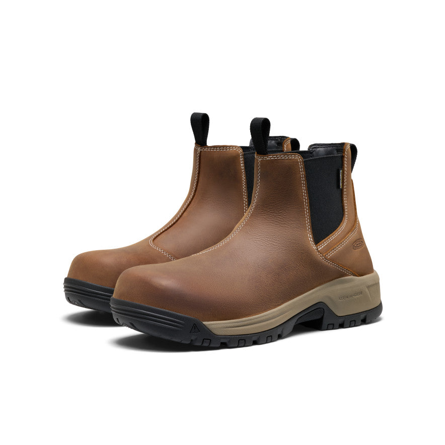 Men's Evanston Chelsea Waterproof Work Boot (Soft Toe) | Bison/Black - Image 2