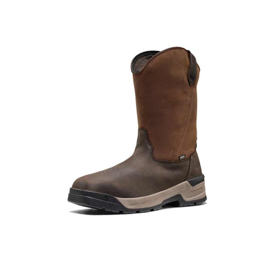 Men's Flatland Pull-On Waterproof Work Boot (Soft Toe) | Bison/Black - Image 3