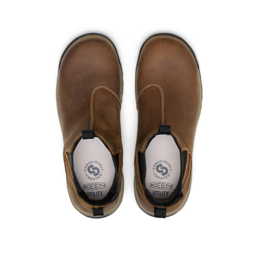 Men's Evanston Chelsea Waterproof Work Boot (Soft Toe) | Bison/Black - Image 4